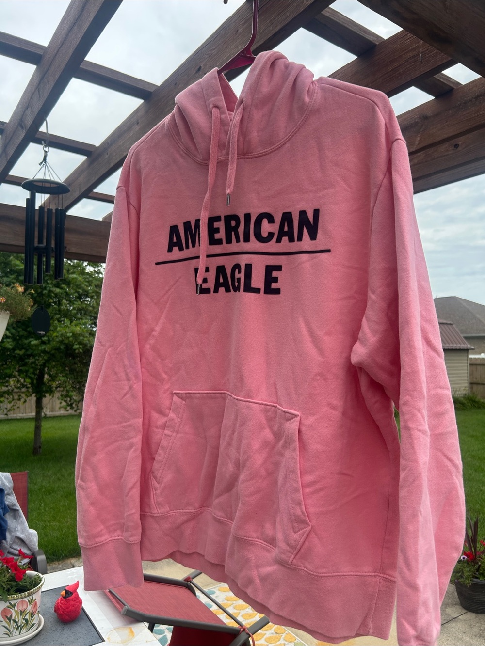 American Eagle Pink Hoodie with Bold Logo XL